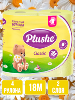 Туалетная бумага Plushe Classic Ромашка 4 рулона, 2-х слойная, 18 м 1/12